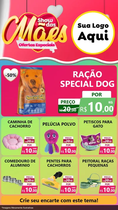 Modelo de Rede Social para Stories com o tema Show das Mães - Ofertas Especiais para Pet Shop