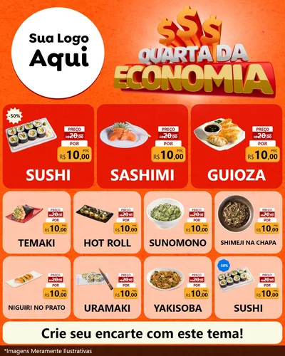 Modelo de Rede Social para Feed Instagram com o tema Quarta da Economia para Comida japonesa