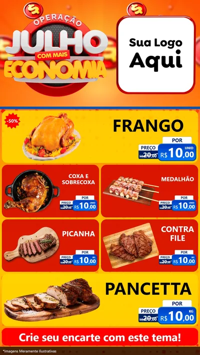 Modelo de TV para TV Vertical com o tema Operação Julho Com Mais Economia para Assados
