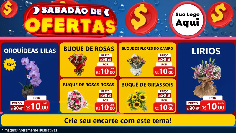 Modelo de TV para TV Horizontal com o tema Sabadão de Ofertas para Floricultura e jardim