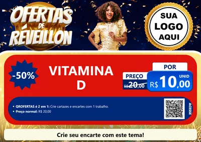 Modelo de Cartaz para Cartaz A4 Horizontal com o tema Ofertas de Réveillon para Farmácia