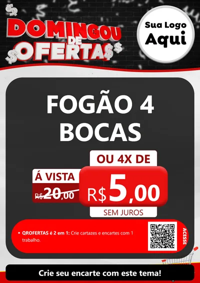 Modelo de Cartaz para Cartaz A4 Vertical com o tema Domingou de Ofertas para Móveis e Eletro