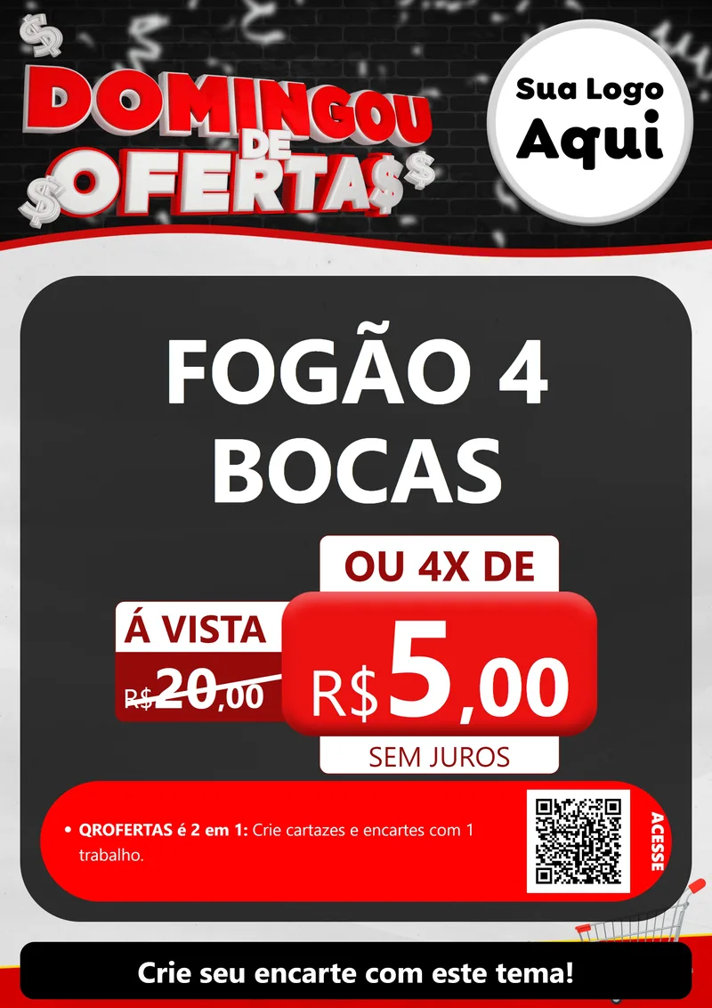Modelo de Cartaz para Cartaz A4 Vertical com o tema Domingou de Ofertas para Móveis e Eletro