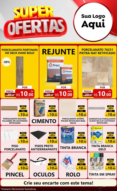 Modelo de Encarte para Encarte Grande com o tema Super Ofertas para Pisos e revestimentos