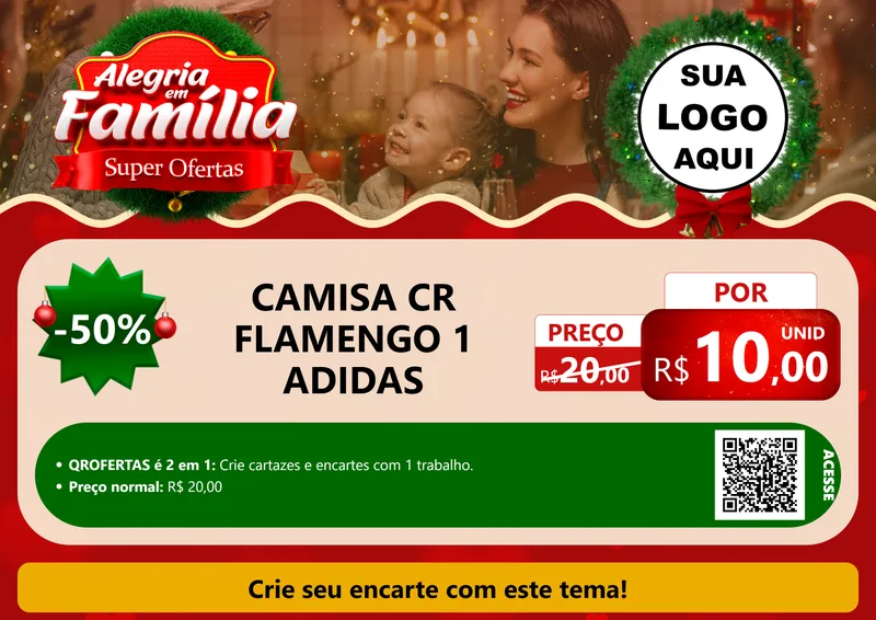 Modelo de Cartaz para Cartaz A4 Horizontal com o tema Alegria Em Família - Super Ofertas para Roupas e acessórios