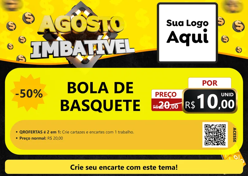 Modelo de Cartaz para Cartaz A4 Horizontal com o tema Agosto Imbatível para Artigos Esportivos