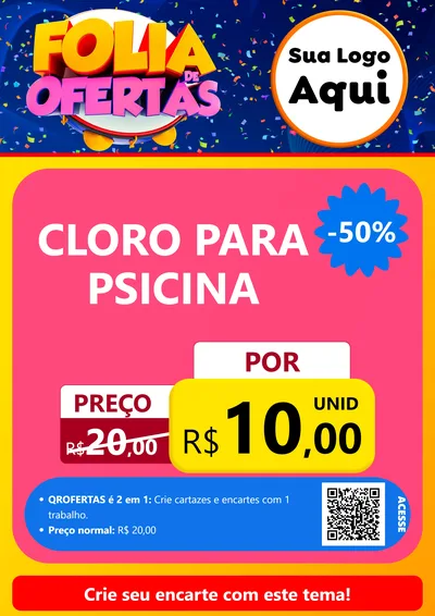 Modelo de Cartaz para Cartaz A4 Vertical com o tema Folia de Ofertas para Produtos para Piscina