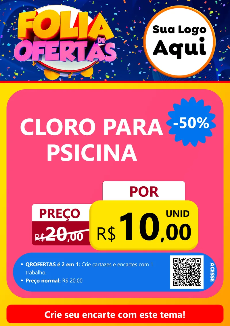 Modelo de Cartaz para Cartaz A4 Vertical com o tema Folia de Ofertas para Produtos para Piscina