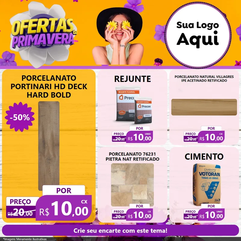 Modelo de Rede Social para Feed Facebook com o tema Ofertas Da Primavera para Pisos e revestimentos