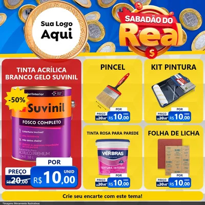 Modelo de Rede Social para Feed Facebook com o tema Sabadão do Real para Tintas e Ferramentas