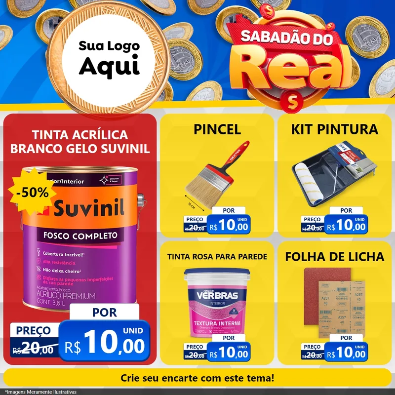 Modelo de Rede Social para Feed Facebook com o tema Sabadão do Real para Tintas e Ferramentas