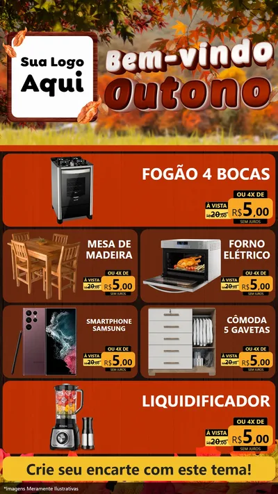 Modelo de TV para TV Vertical com o tema Bem-vindo Outono para Móveis e Eletro