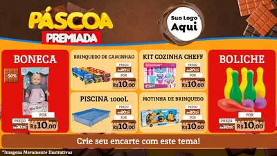 Modelo de TV para TV Horizontal com o tema Páscoa Premiada para Brinquedos
