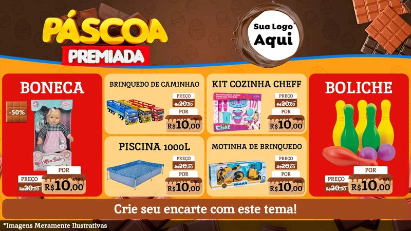 Modelo de TV para TV Horizontal com o tema Páscoa Premiada para Brinquedos