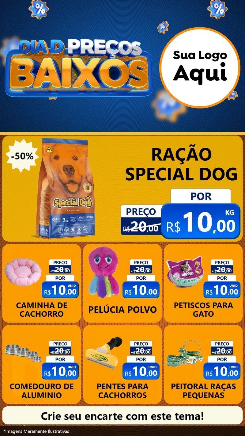 Modelo de Rede Social para Stories com o tema Dia D Preço Baixo para Pet Shop