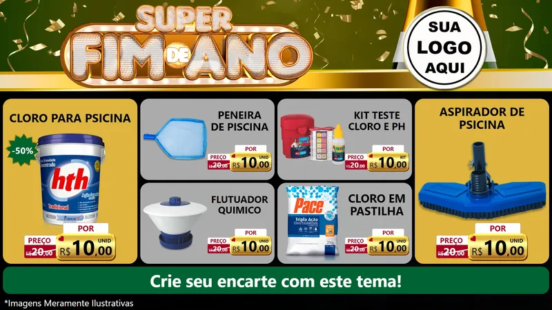Modelo de TV para TV Horizontal com o tema Super Fim de Ano para Produtos para Piscina