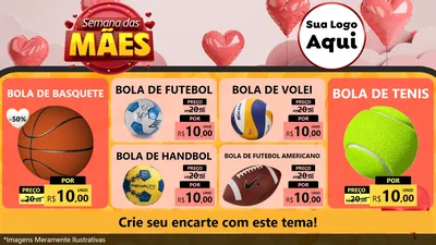 Modelo de TV para TV Horizontal com o tema Semana das Mães para Artigos Esportivos