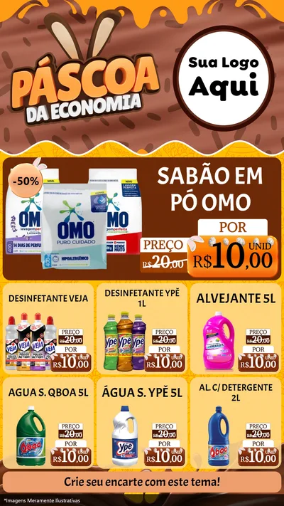Modelo de Rede Social para Stories com o tema Páscoa da Economia para Produtos de Limpeza