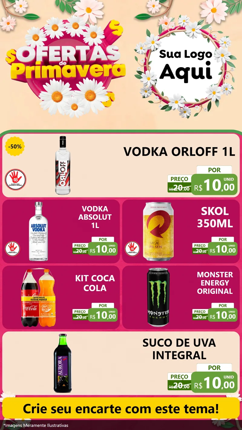 Modelo de TV para TV Vertical com o tema Ofertas de Primavera para Distribuidora de bebidas
