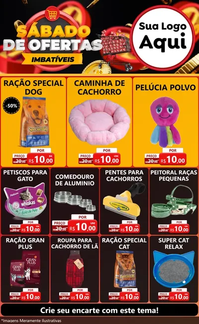Modelo de Encarte para Encarte Grande com o tema Sábado de Ofertas Imbatíveis para Pet Shop