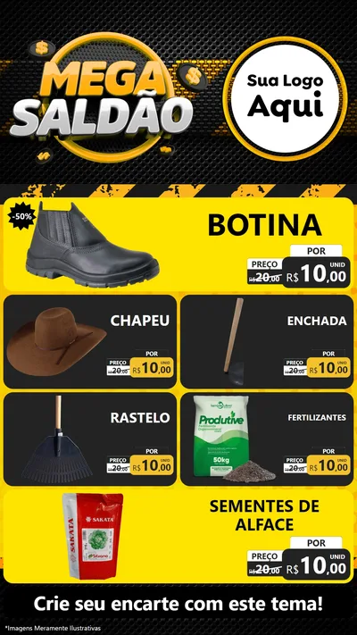 Modelo de TV para TV Vertical com o tema Mega Saldão para Agropecuária