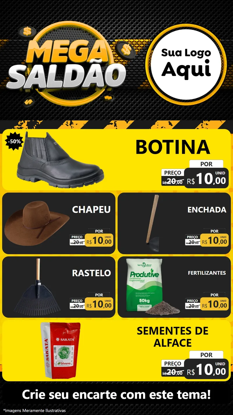 Modelo de TV para TV Vertical com o tema Mega Saldão para Agropecuária