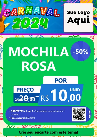 Modelo de Cartaz para Cartaz A4 Vertical com o tema Carnaval 2027 para Papelaria