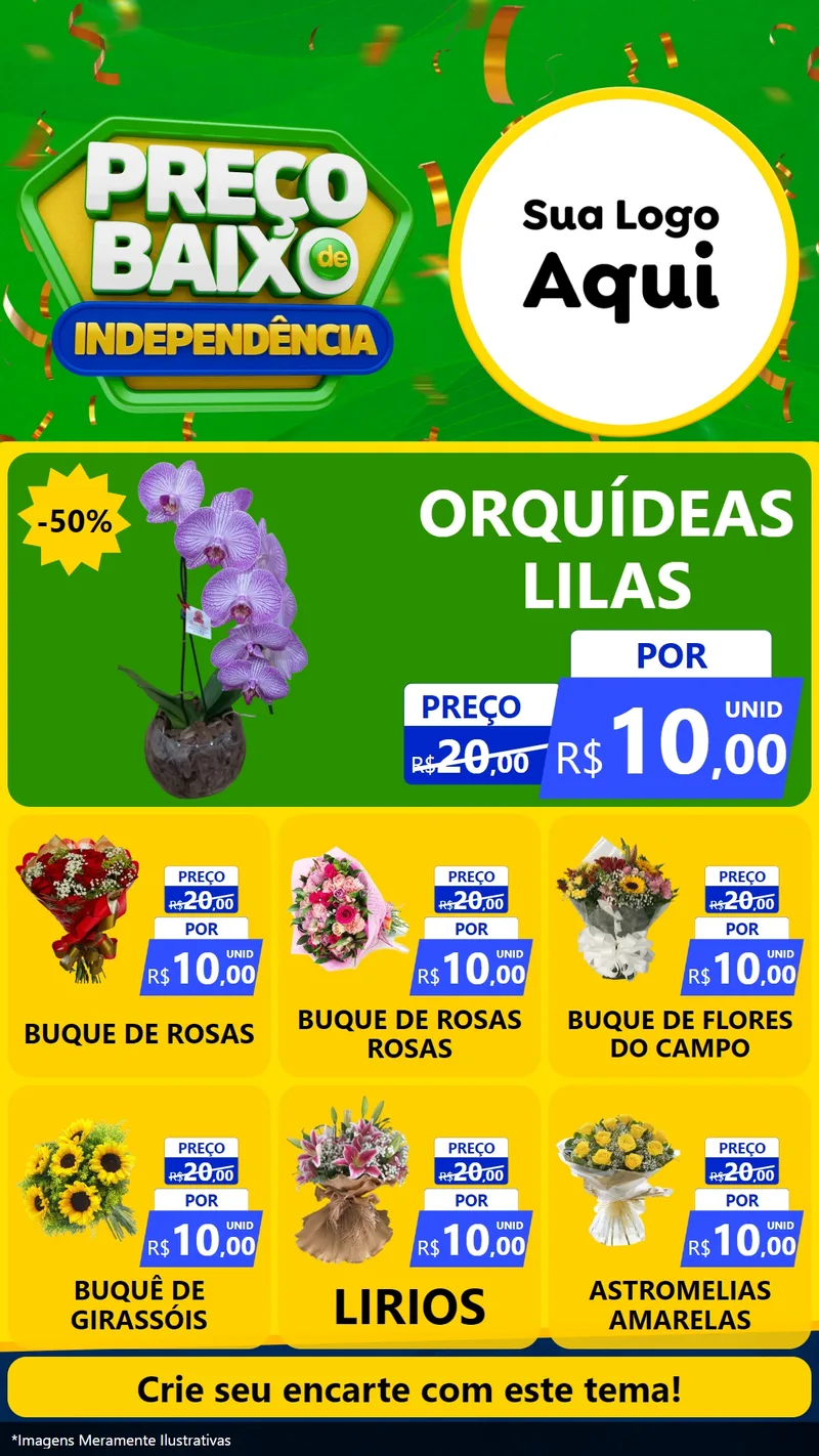 Modelo de Rede Social para Stories com o tema Preço Baixo de Independência para Floricultura e jardim