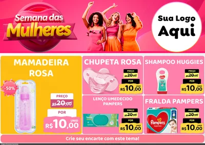 Modelo de Encarte para Encarte A4 Horizontal com o tema Semana das Mulheres para Bebês