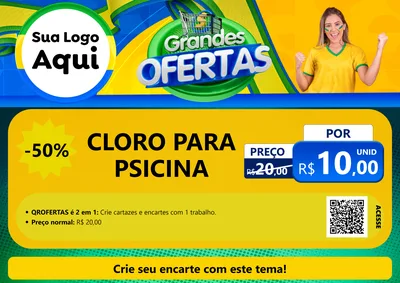 Modelo de Cartaz para Cartaz A4 Horizontal com o tema Grandes Ofertas para Produtos para Piscina