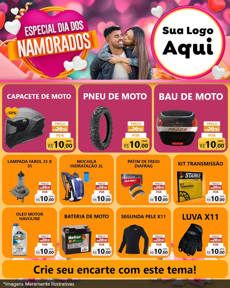 Modelo de Rede Social para Feed Instagram com o tema Especial Dia dos Namorados para Moto peças