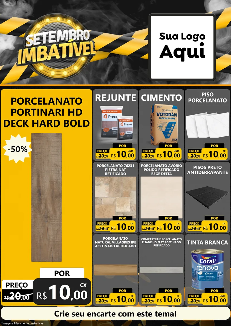 Modelo de Encarte para Encarte A4 Vertical com o tema Setembro Imbatível para Pisos e revestimentos