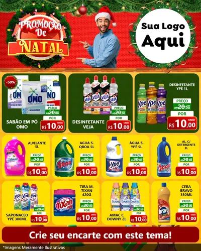 Modelo de Rede Social para Feed Instagram com o tema Promoção de Natal para Produtos de Limpeza