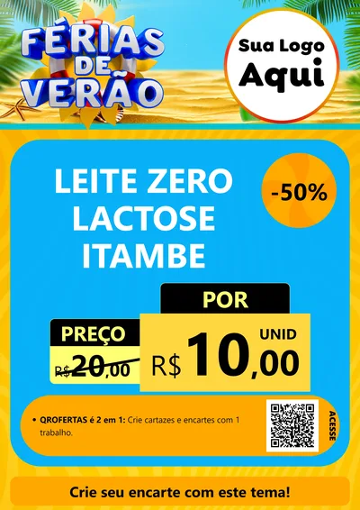 Modelo de Cartaz para Cartaz A4 Vertical com o tema Férias de Verão para Frios e Laticínios