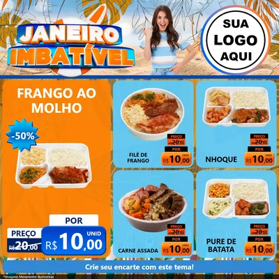 Modelo de Rede Social para Feed Facebook com o tema Janeiro Imbatível para Restaurante