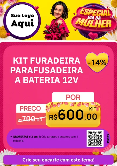 Modelo de Cartaz para Cartaz A4 Vertical com o tema Especial Dia da Mulher para Maquinas e Ferramentas