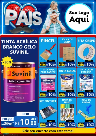 Modelo de Encarte para Encarte A4 Vertical com o tema Mês Dos Pais para Tintas e Ferramentas