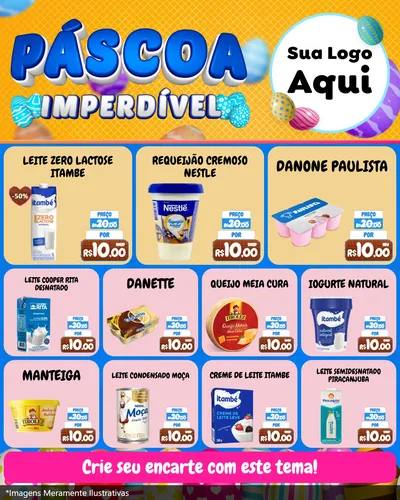 Modelo de Rede Social para Feed Instagram com o tema Páscoa Imperdível para Frios e Laticínios