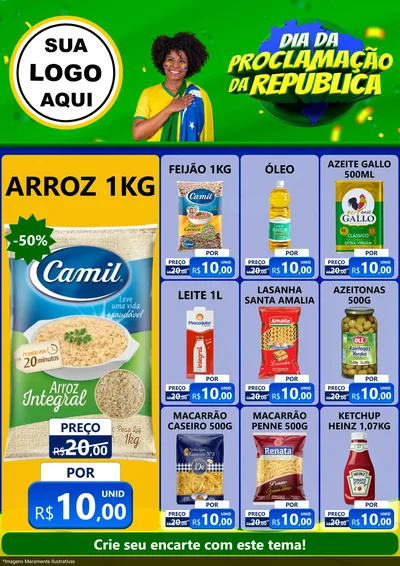 Modelo de Encarte para Encarte A4 Vertical com o tema Dia Da Proclamação Da República para Supermercado