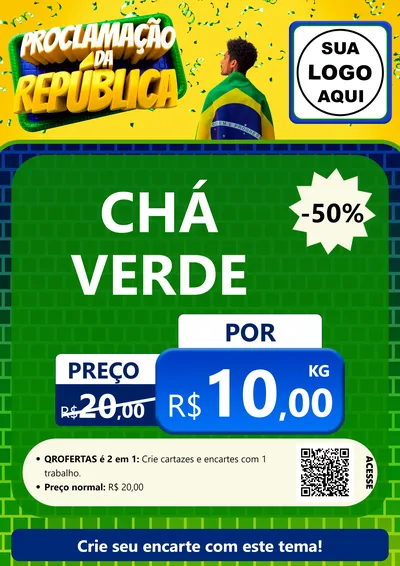 Modelo de Cartaz para Cartaz A4 Vertical com o tema Proclamação da República para Produtos Naturais