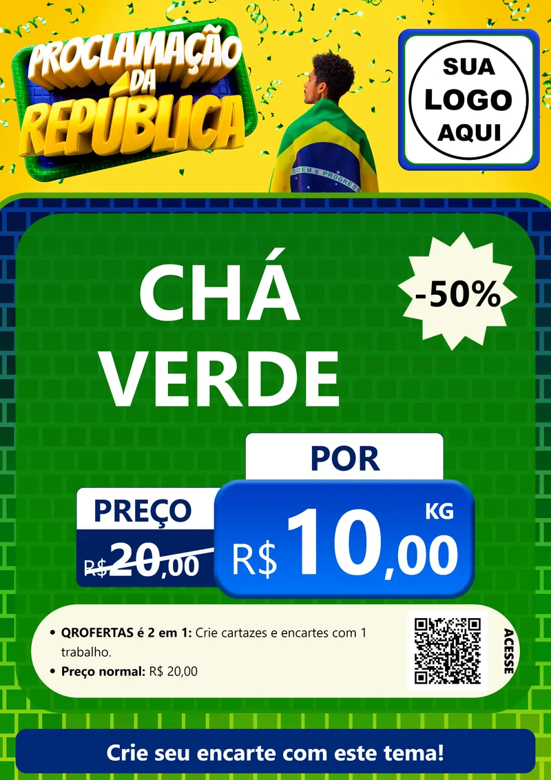 Modelo de Cartaz para Cartaz A4 Vertical com o tema Proclamação da República para Produtos Naturais