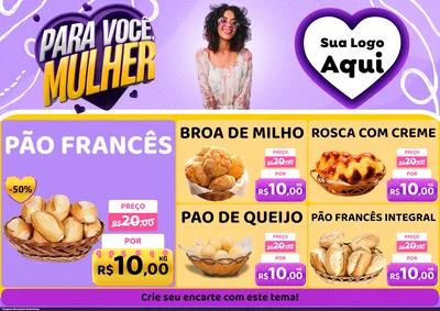Modelo de Encarte para Encarte A4 Horizontal com o tema Para Você, Mulher para Padaria