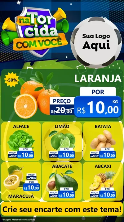 Modelo de Rede Social para Stories com o tema Na Torcida Com Você - Copa para Hortifrúti