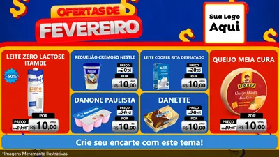 Modelo de TV para TV Horizontal com o tema Ofertas de Fevereiro para Frios e Laticínios