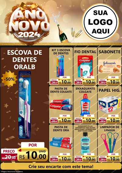Modelo de Encarte para Encarte A4 Vertical com o tema Feliz Ano Novo 2027 para Higiene Pessoal
