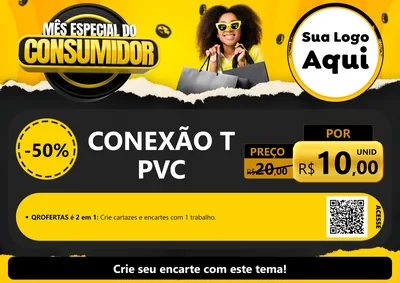 Modelo de Cartaz para Cartaz A4 Horizontal com o tema Mês Especial do Consumidor para Tubos e conexões