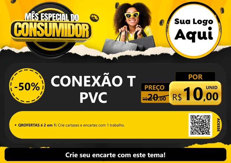Modelo de Cartaz para Cartaz A4 Horizontal com o tema Mês Especial do Consumidor para Tubos e conexões