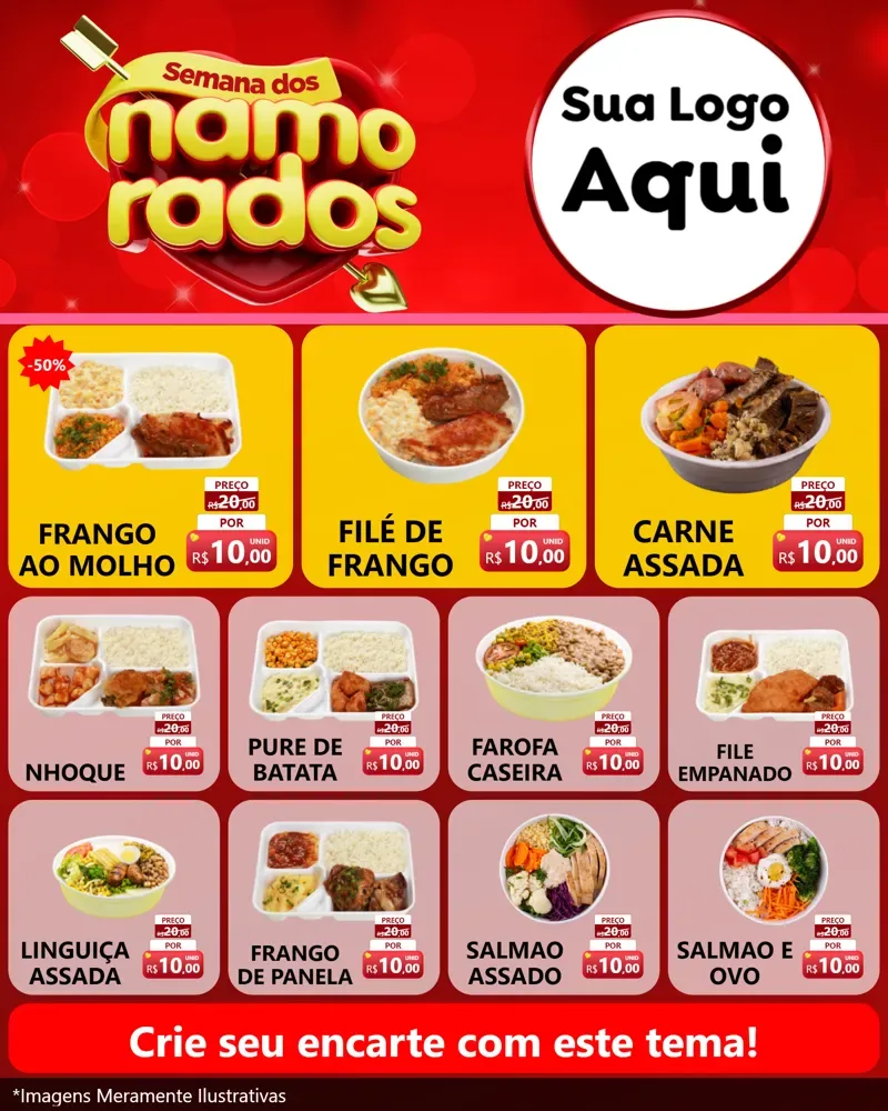 Modelo de Rede Social para Feed Instagram com o tema Semana dos namorados para Restaurante