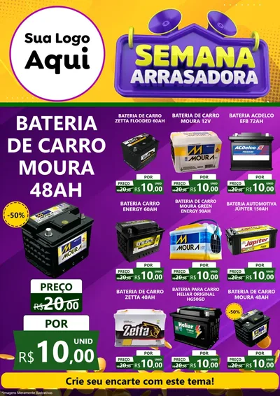 Modelo de Encarte para Encarte A4 Vertical com o tema Semana Arrasadora para Baterias Elétricas