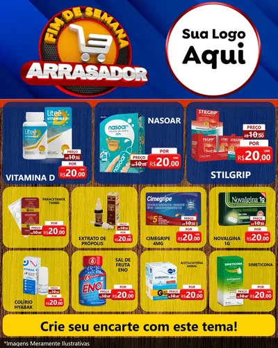 Modelo de Rede Social para Feed Instagram com o tema Fim De Semana Arrasador para Farmácia